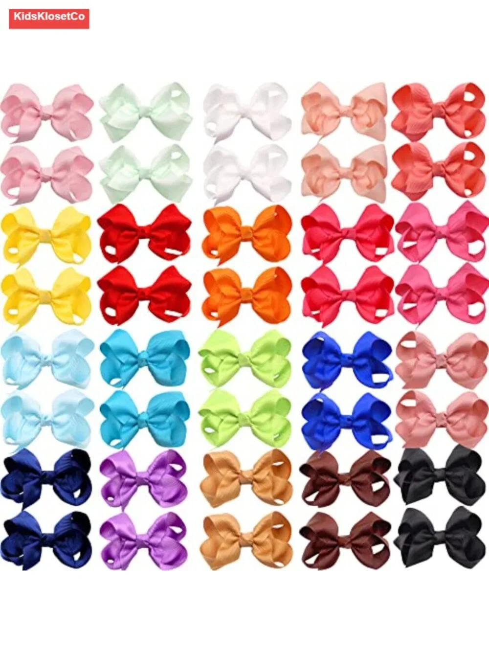 40 Hair Bows with Alligator Clips - Grosgrain Ribbon - 3 Inch - Handmade